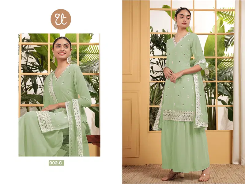 Th 002 A To D Georgette With Sequence Embroidered Salwar Kameez